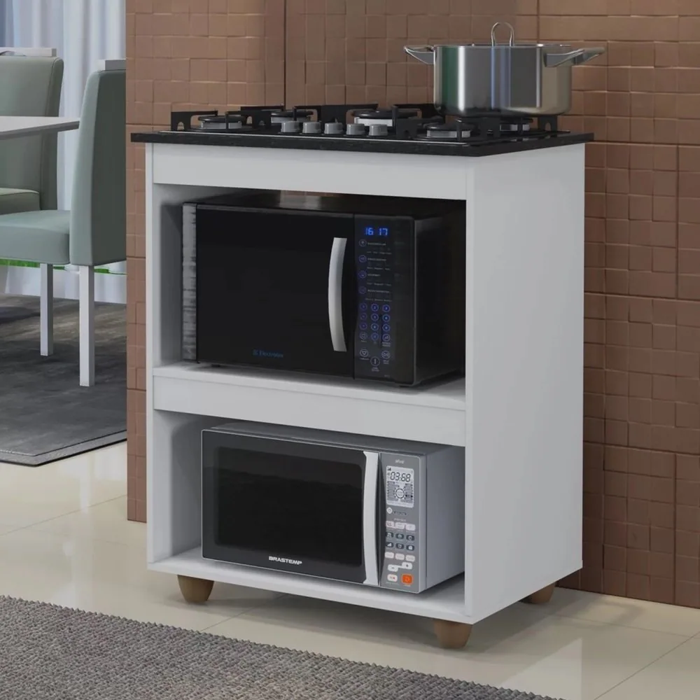 Balcão para Cooktop 4 Bocas Turim Branco – KAIKI MÓVEIS
