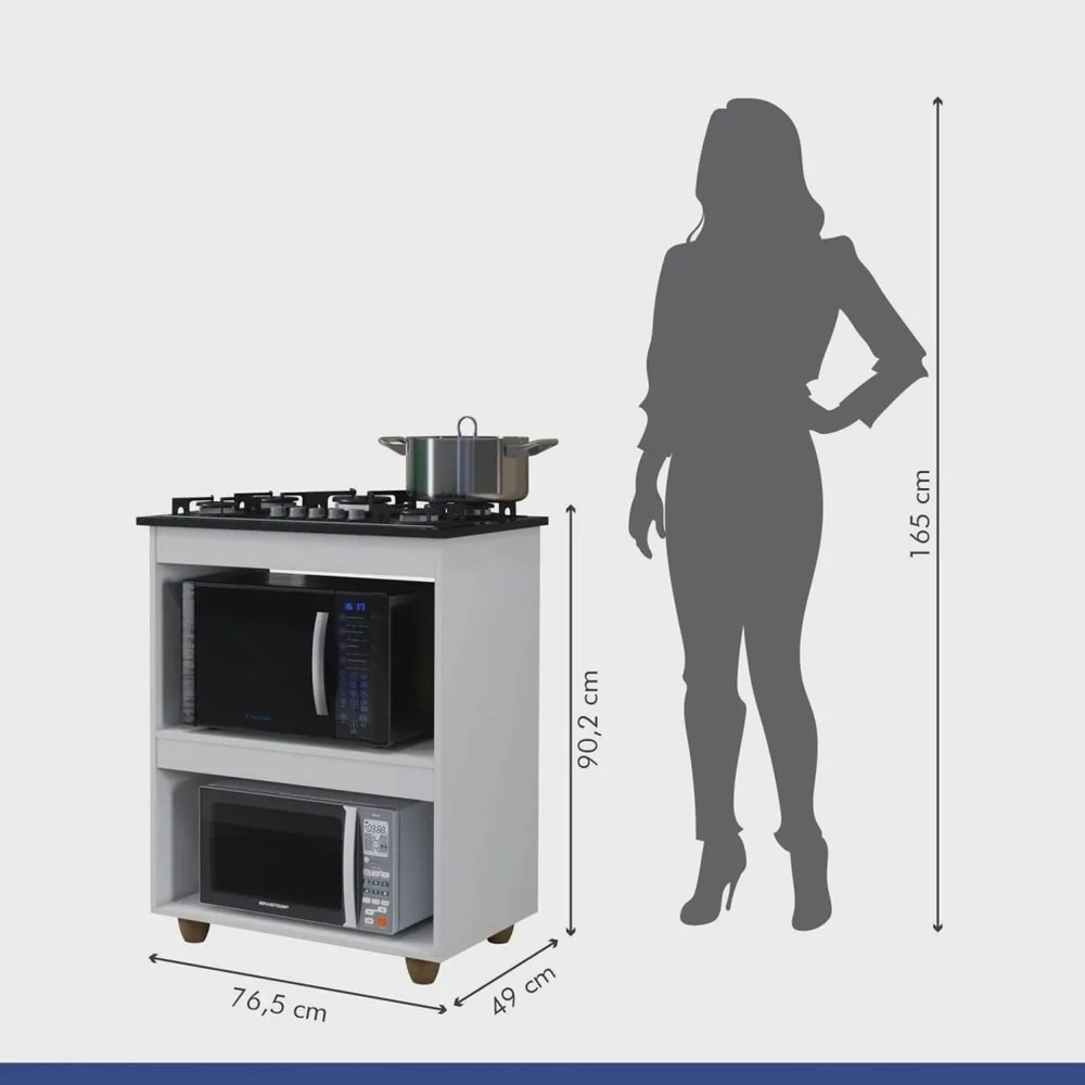 Balcão para Cooktop 4 Bocas Turim Branco – KAIKI MÓVEIS