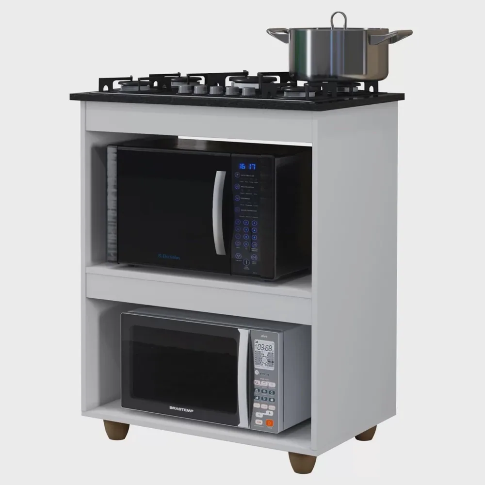 Balcão para Cooktop 4 Bocas Turim Branco – KAIKI MÓVEIS