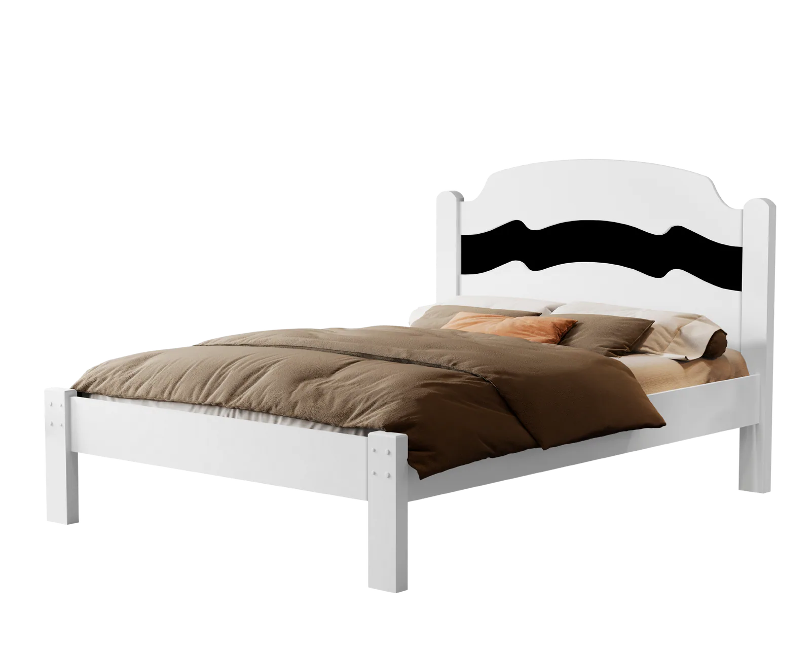 Cama Casal/Viúva Íris Branco/Preto/Branco – VJ MÓVEIS