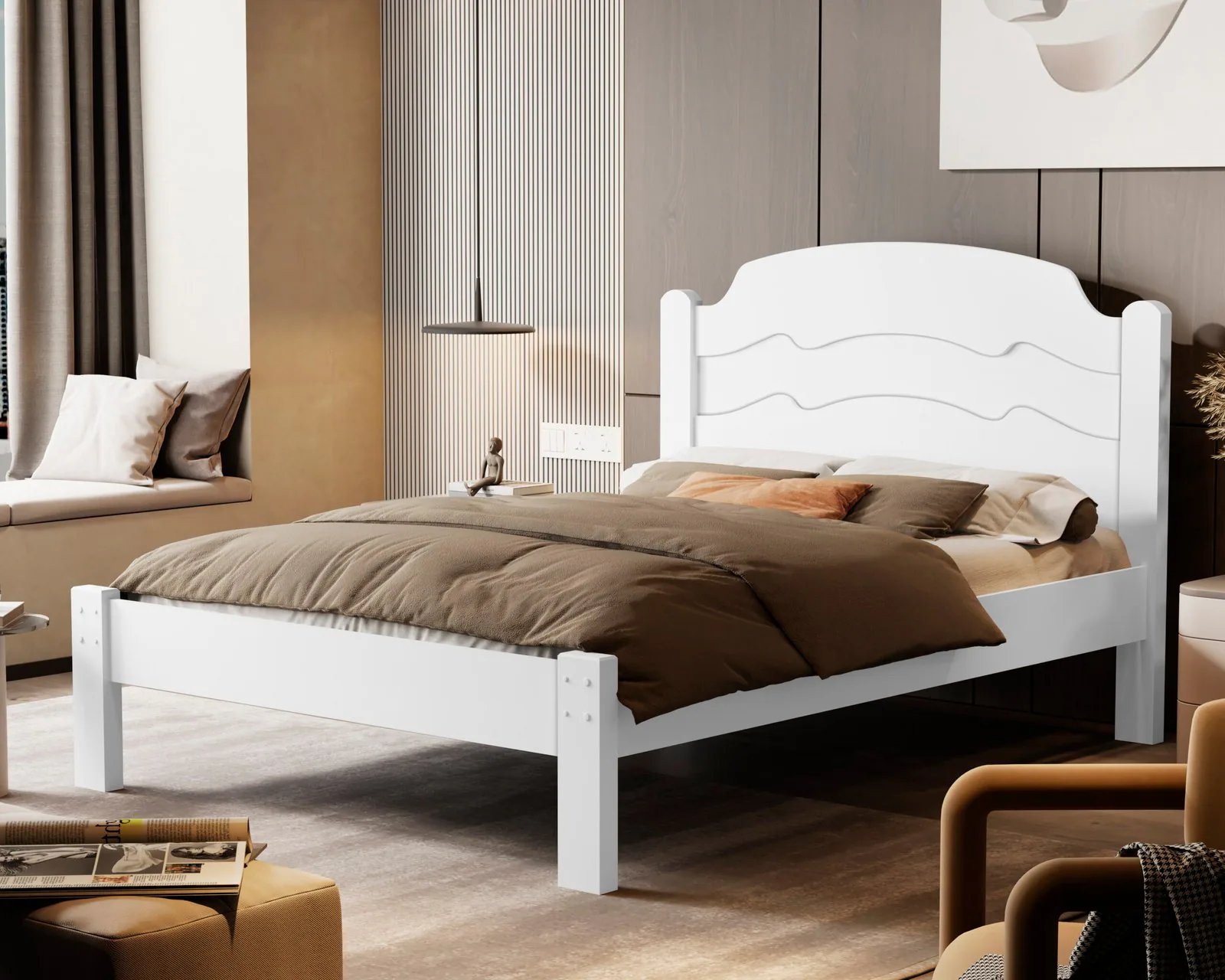 Cama Casal/Viúva Íris Branco/Preto/Branco – VJ MÓVEIS