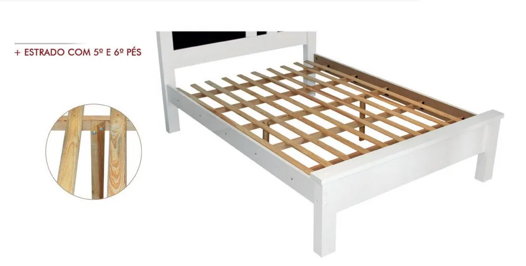 Cama Casal/Viúva Íris Branco/Preto/Branco – VJ MÓVEIS