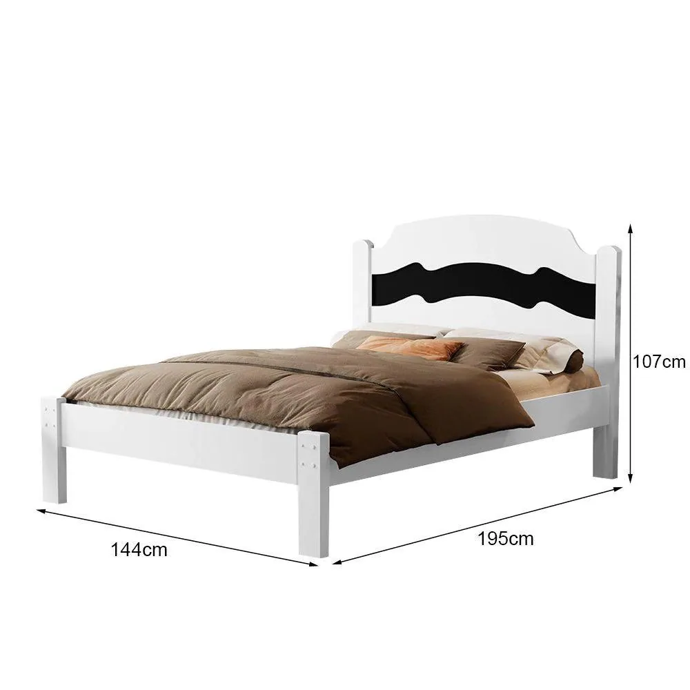 Cama Casal/Viúva Íris Branco/Preto/Branco – VJ MÓVEIS