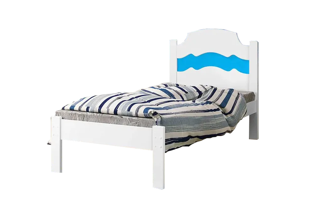Cama Solteiro Íris Branco/Rosa/Azul – VJ MÓVEIS