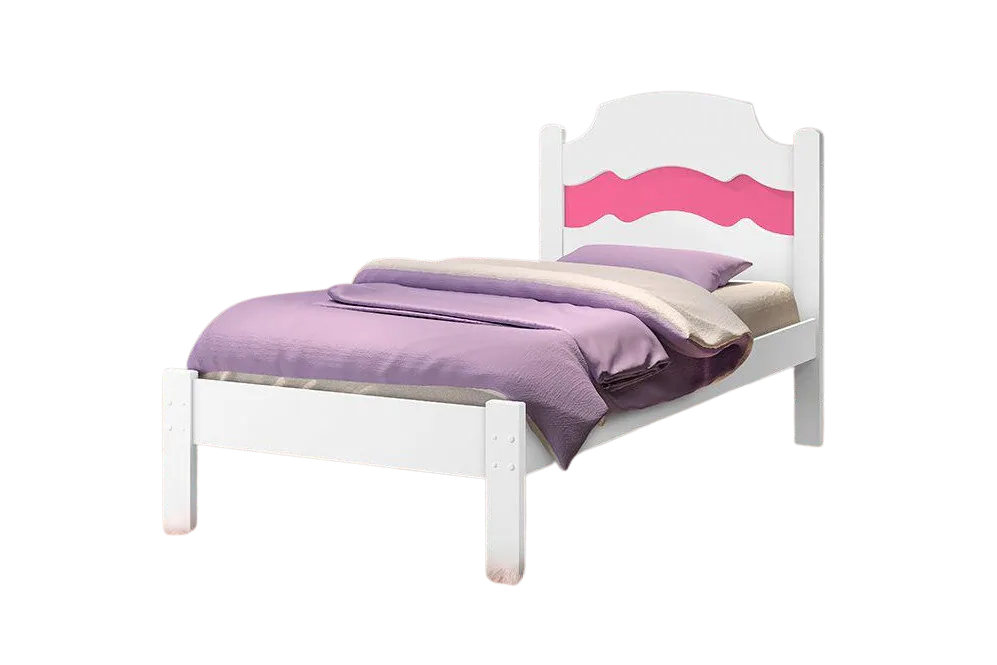 Cama Solteiro Íris Branco/Rosa/Azul – VJ MÓVEIS