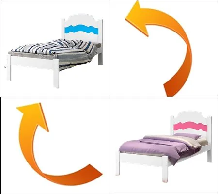 Cama Solteiro Íris Branco/Rosa/Azul – VJ MÓVEIS