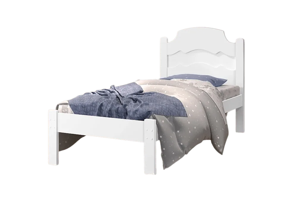 Cama Solteiro Íris Branco/Preto/Branco – VJ MÓVEIS