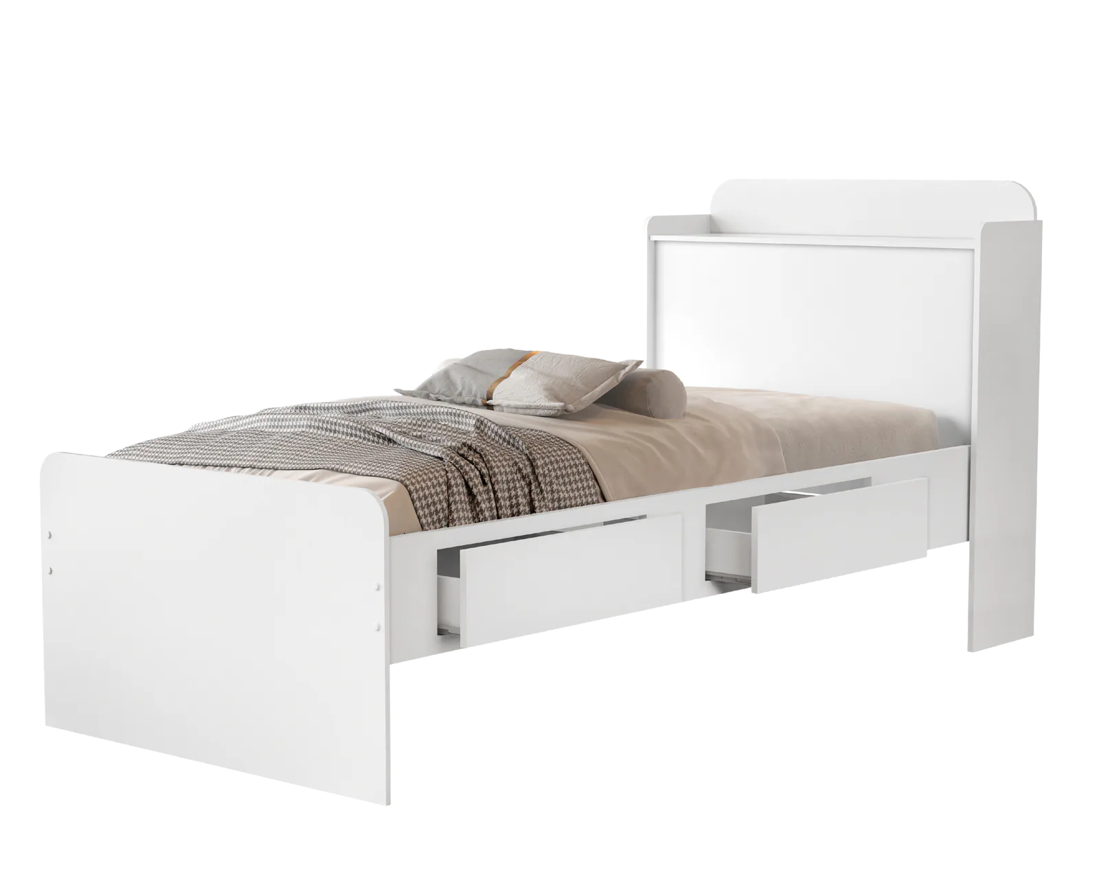 Cama Solteiro Baú Tamires Branco – MADEC/VJ MÓVEIS