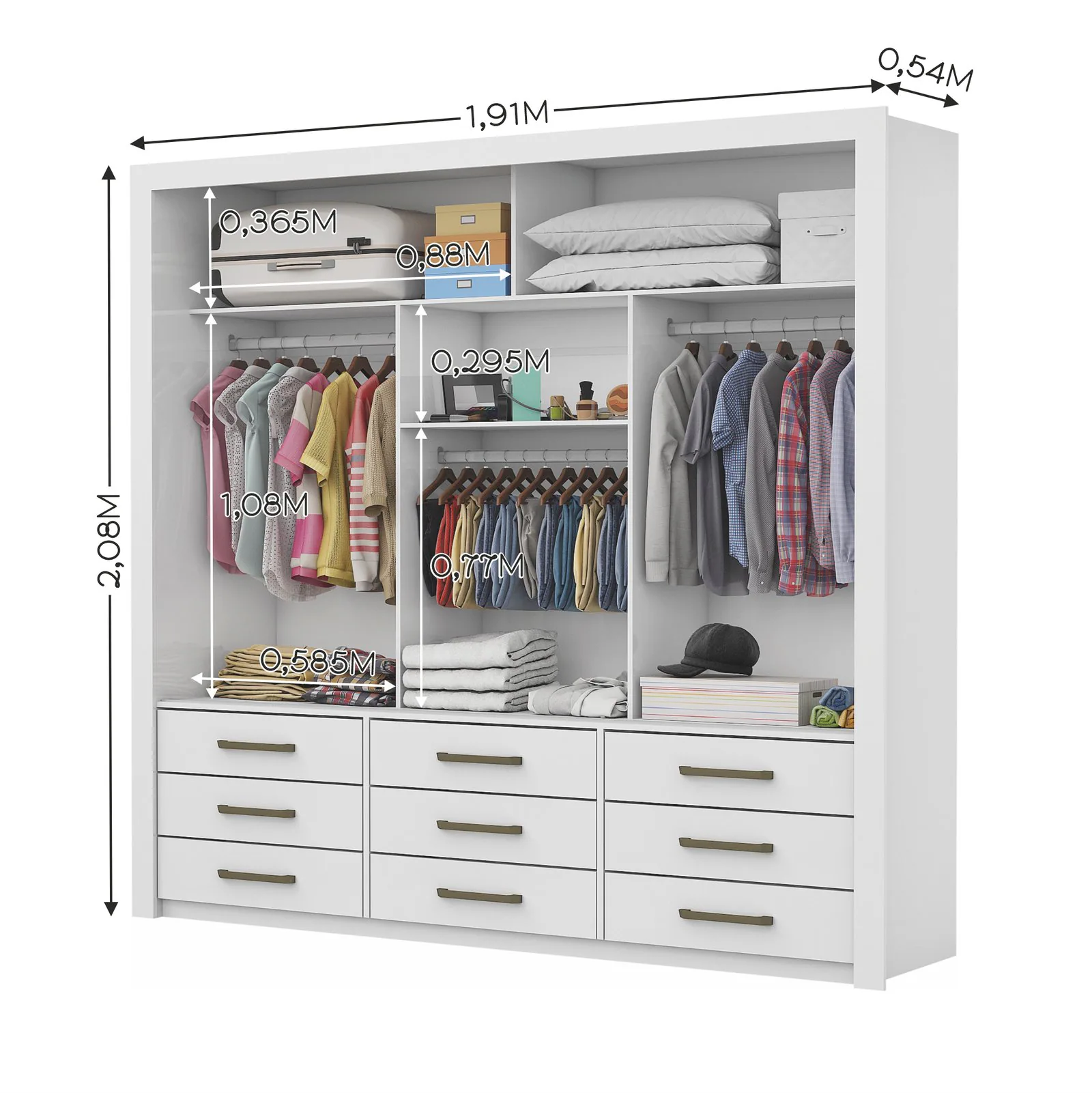 Guarda-Roupa 3 Portas Anjos 1,91 m Branco – CARIOCA MÓVEIS