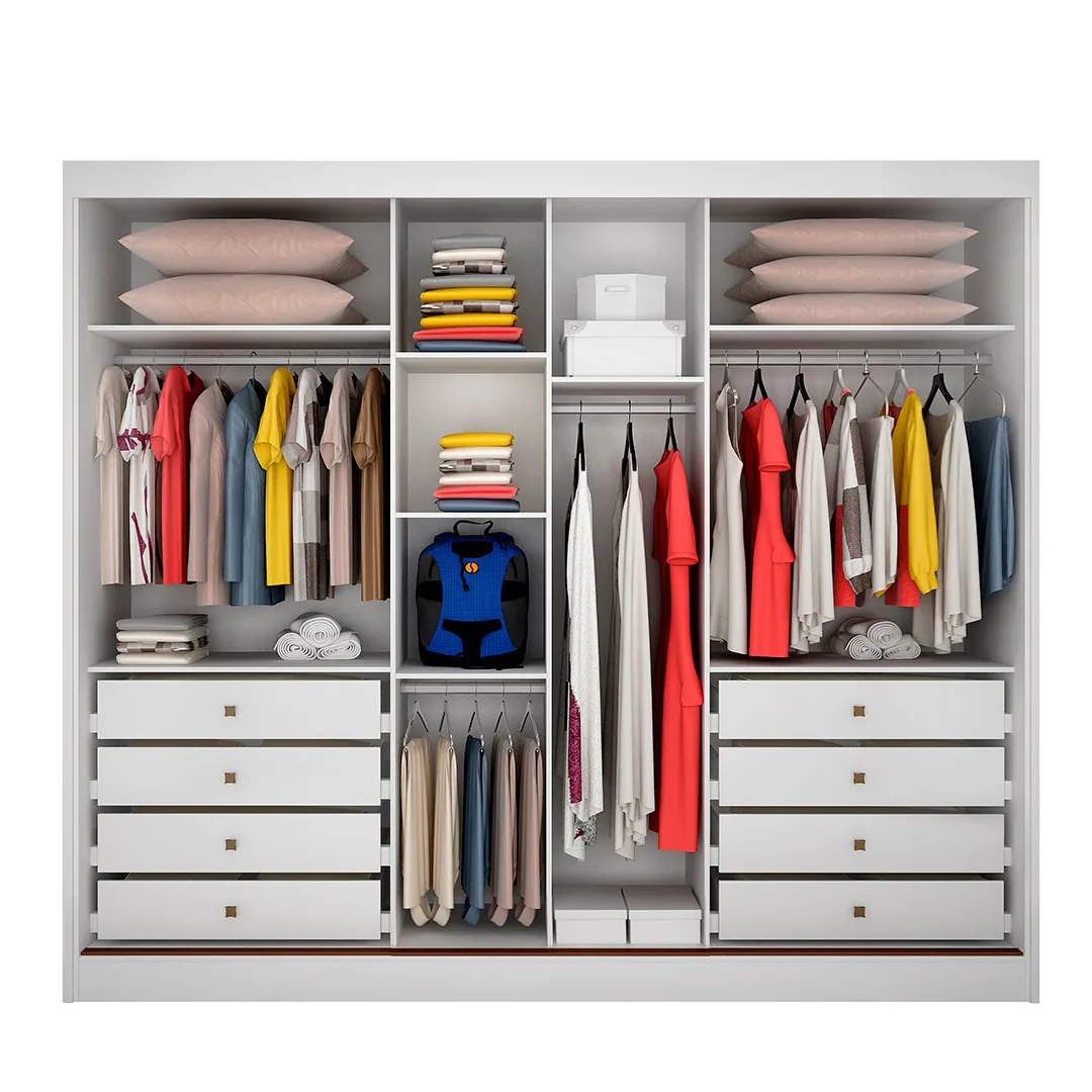 Guarda-Roupa Diamond Plus (1 porta espelhada) 2,412 m Neve – NOVO HORIZONTE