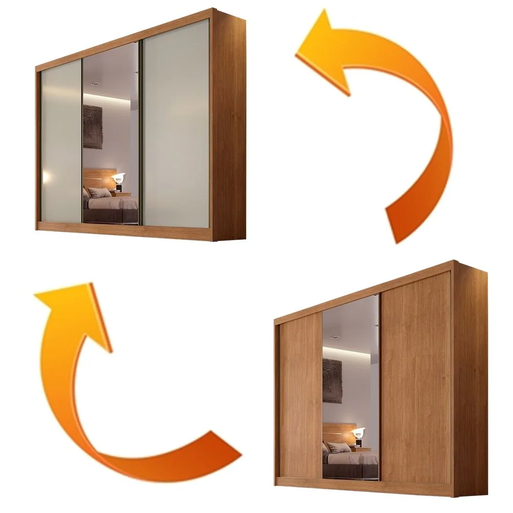 Guarda-Roupa Diamond Plus (1 porta espelhada) 2,412 m Cumarú/Fendi/Cumarú – NOVO HORIZONTE