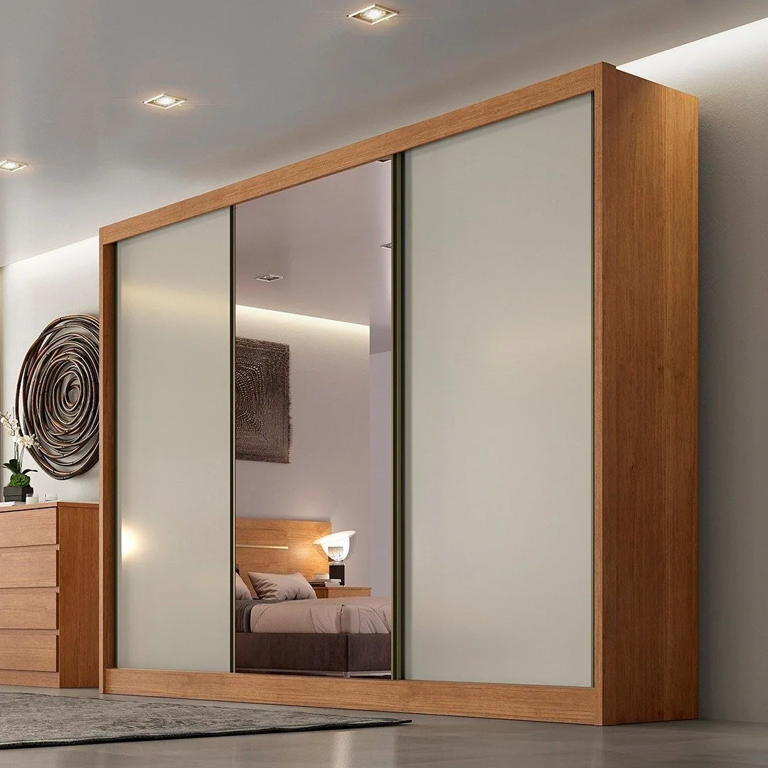 Guarda-Roupa Diamond Plus (1 porta espelhada) 2,412 m Cumarú/Fendi/Cumarú – NOVO HORIZONTE