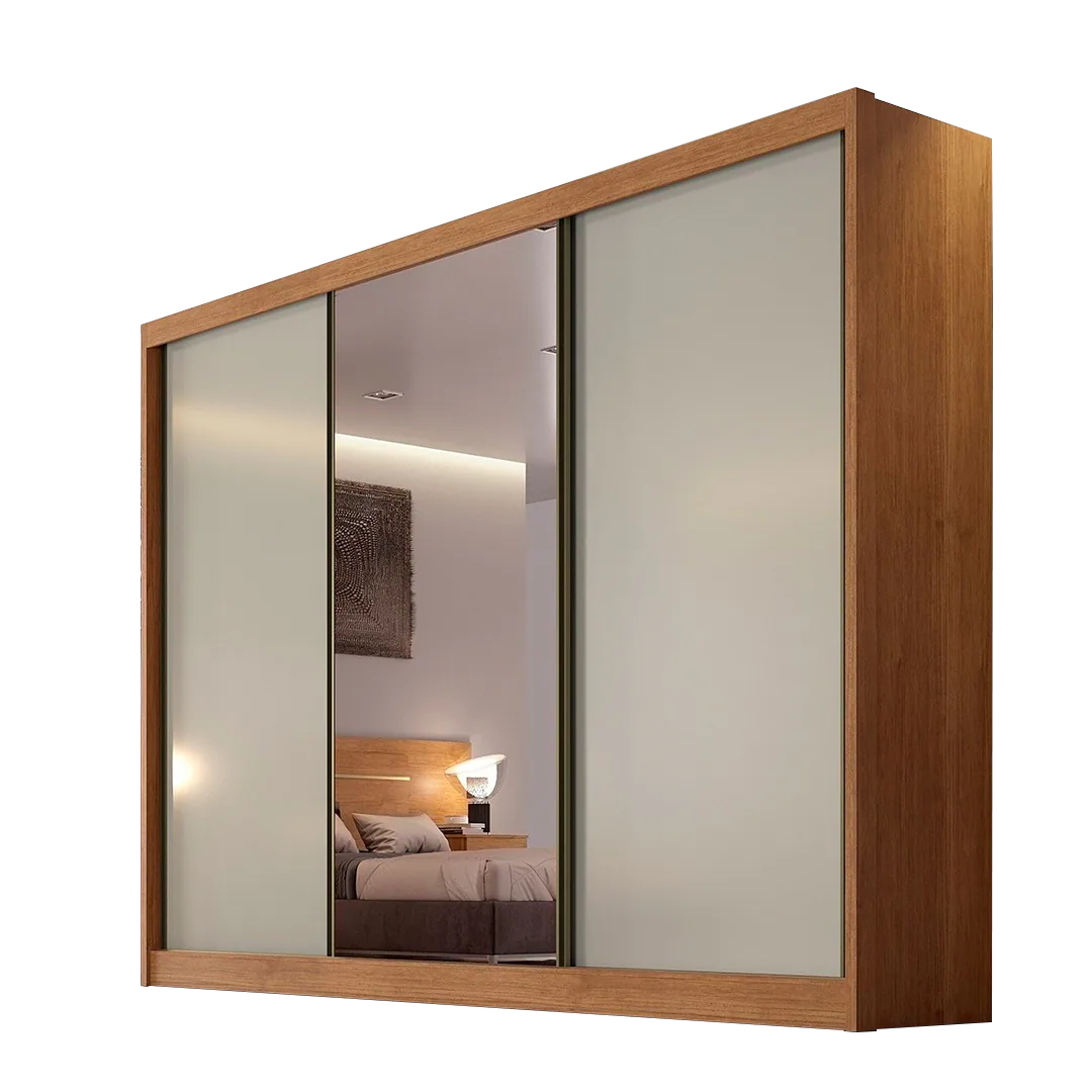 Guarda-Roupa Diamond Plus (1 porta espelhada) 2,412 m Cumarú/Fendi/Cumarú – NOVO HORIZONTE