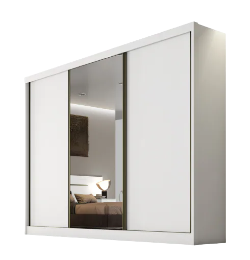Guarda-Roupa Sollo Plus(1 porta espelhada) 2,736 m Neve – NOVO HORIZONTE