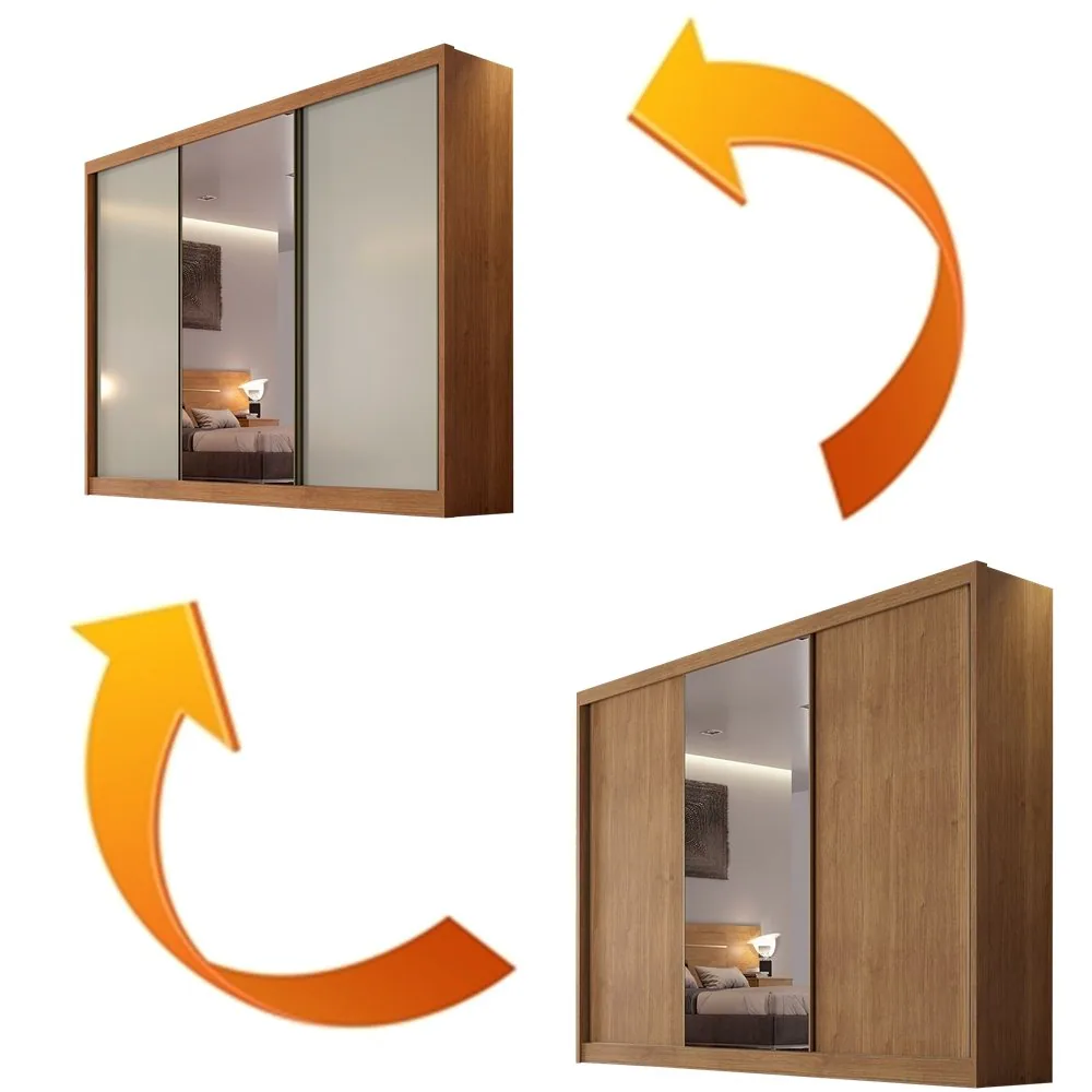 Guarda-Roupa Sollo Plus(1 porta espelhada) 2,736 m Cumarú/Fendi/Cumarú – NOVO HORIZONTE