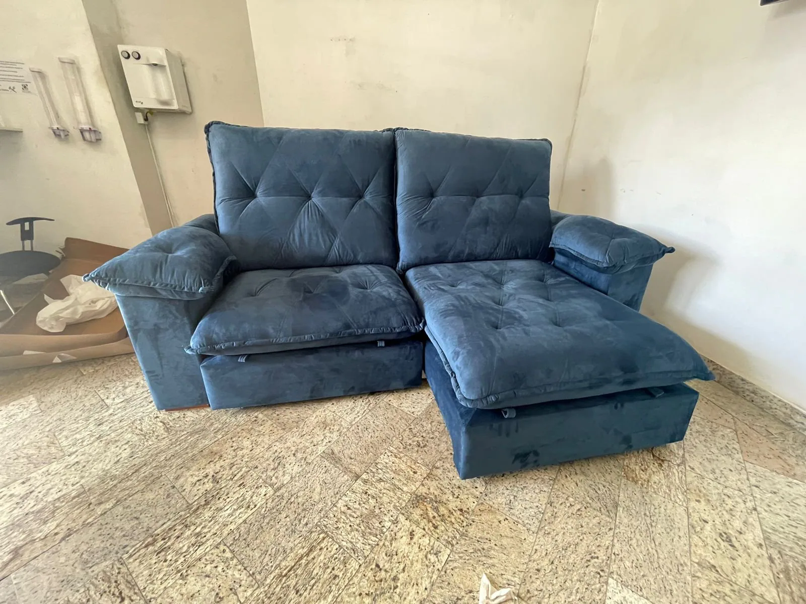 Sofá Retrátil e Reclinável Corvette 2,50 m Azul – D’VITRINE ESTOFADOS