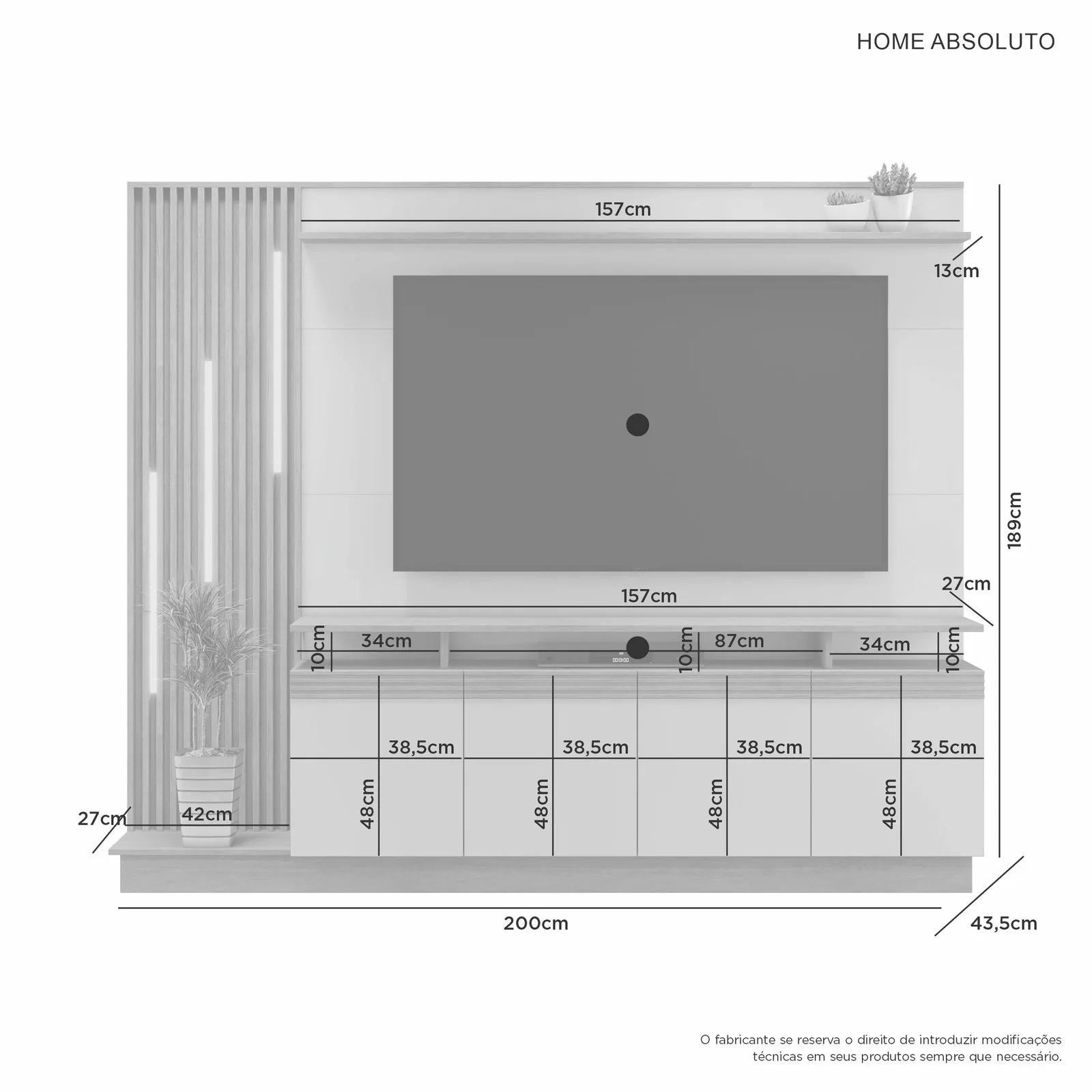 Home até 65″ Absoluto Cinamomo/Off White – JCM MOVELARIA