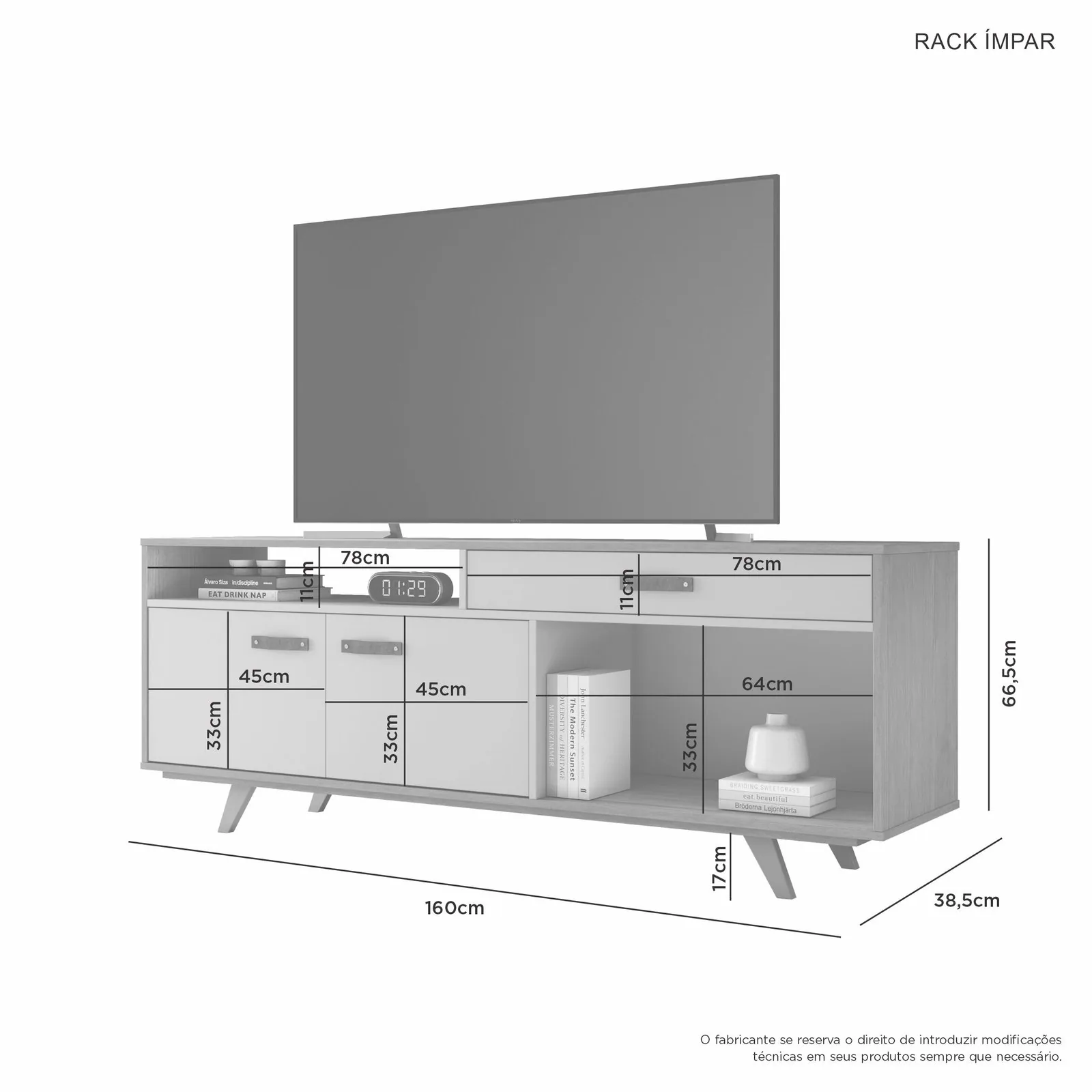 Rack até 65″ Ímpar Cinamomo/Off White – JCM MOVELARIA