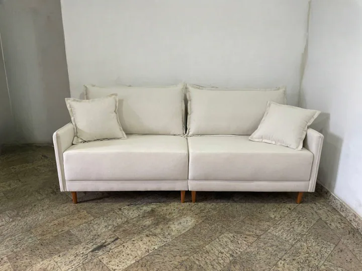 Sofá Living Liverpool 2,10 m Linho Bege – CAPRI ESTOFADOS