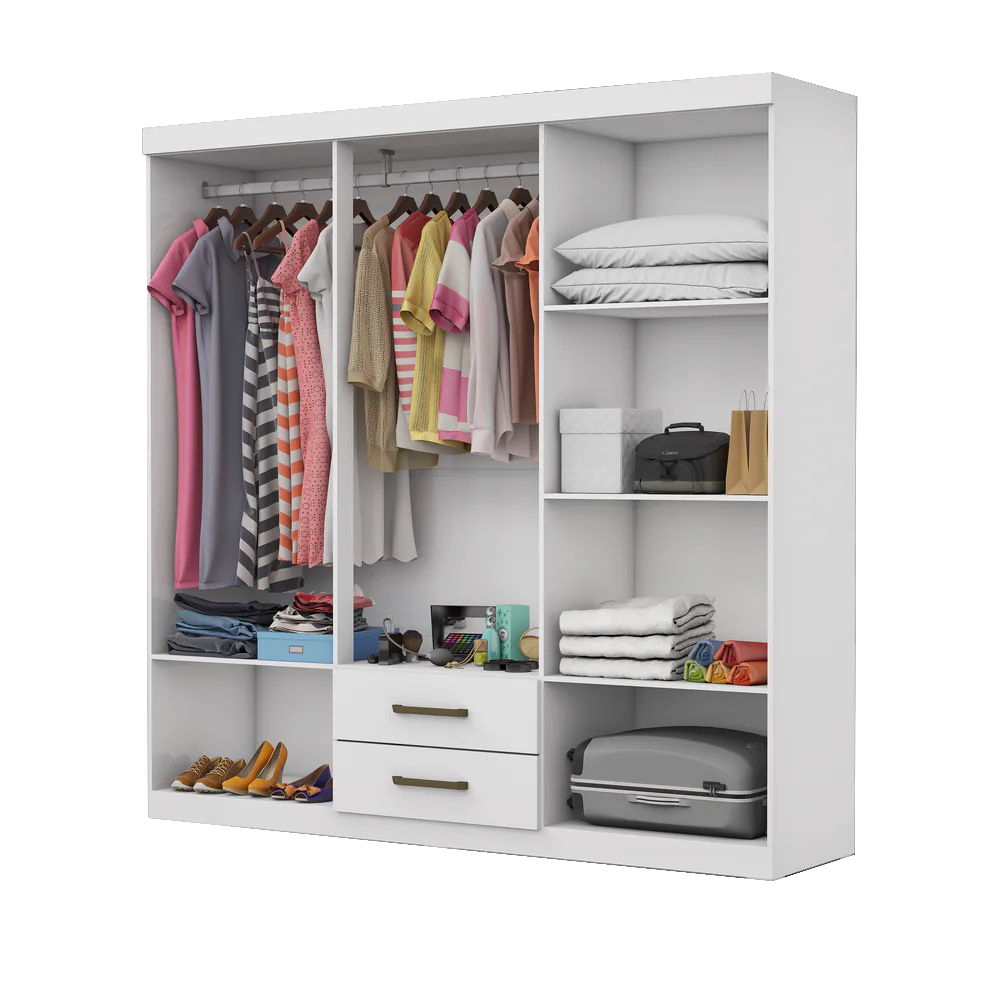 Guarda-Roupa 6 Portas(Sem Espelho/Sem Pés) Áries 1,53 m Branco – CARIOCA MÓVEIS