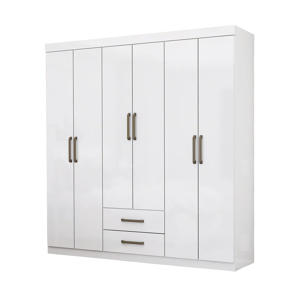 Guarda-Roupa 6 Portas(Sem Espelho/Sem Pés) Áries 1,53 m Branco – CARIOCA MÓVEIS