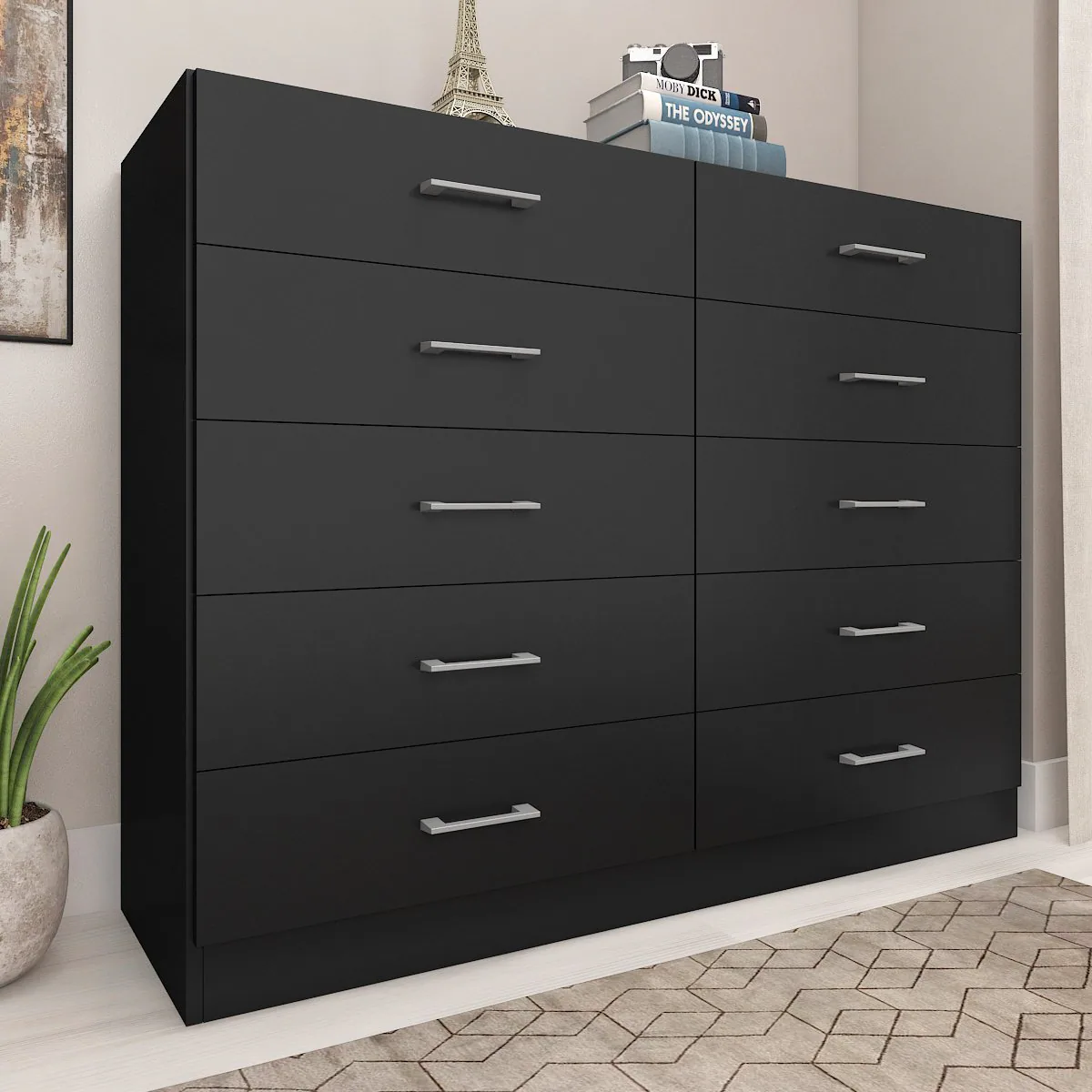 Cômoda 10 Gavetas Caribe Preto – FELLICCI