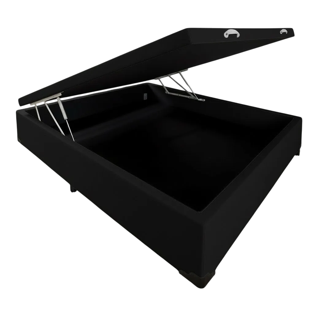 Base Box Casal Bau Corino Preto – ALTO NIVEL CAMAS E COLCHOES