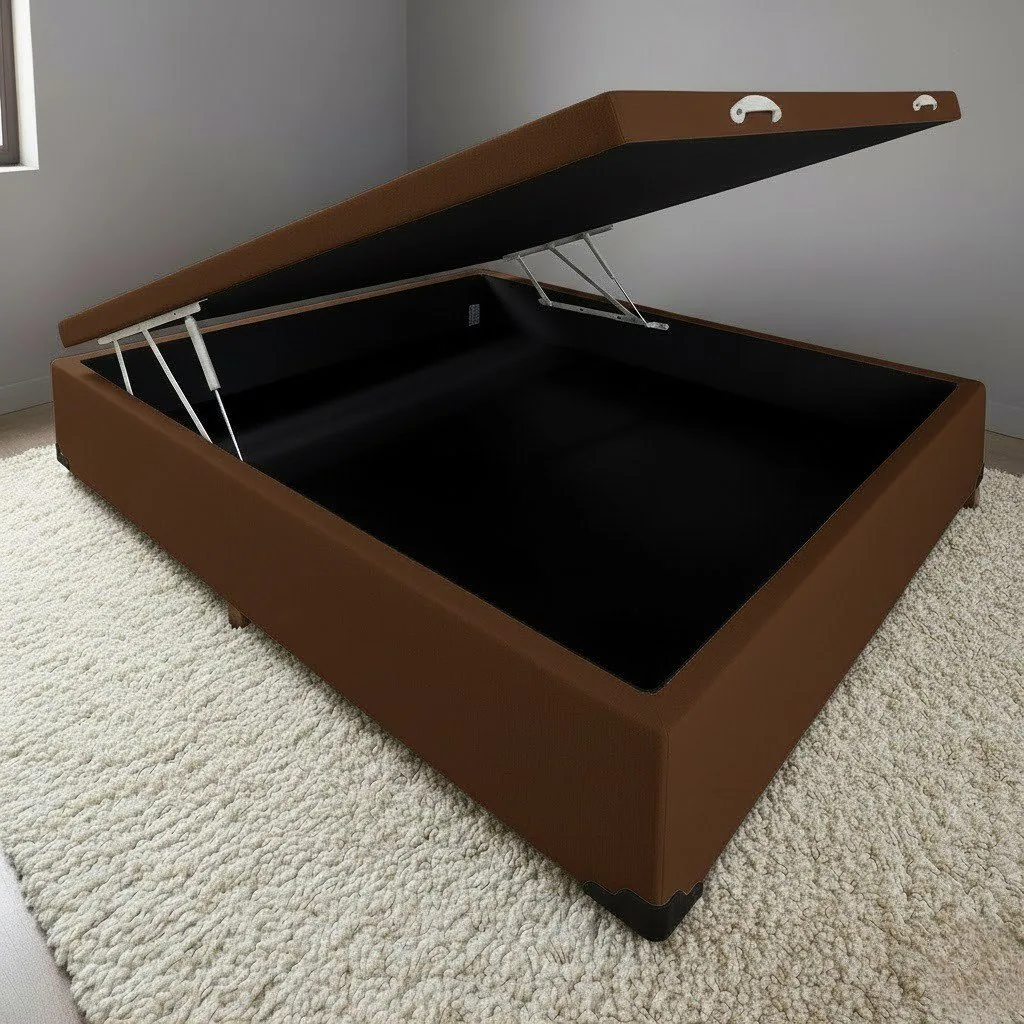Base Box Casal Bau Corino Marrom – ALTO NIVEL CAMAS E COLCHOES