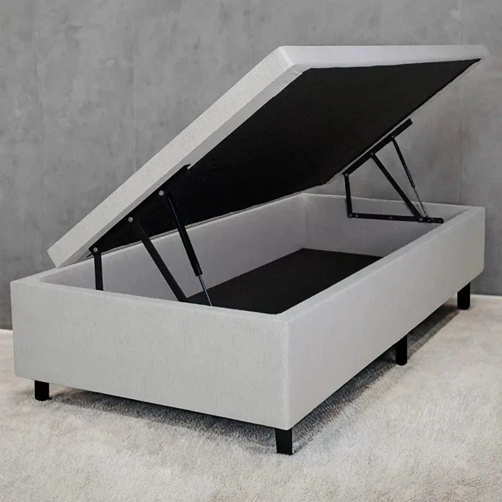 Base Box Solteiro Baú Corino Branco – ALTO NÍVEL CAMAS E COLCHÕES