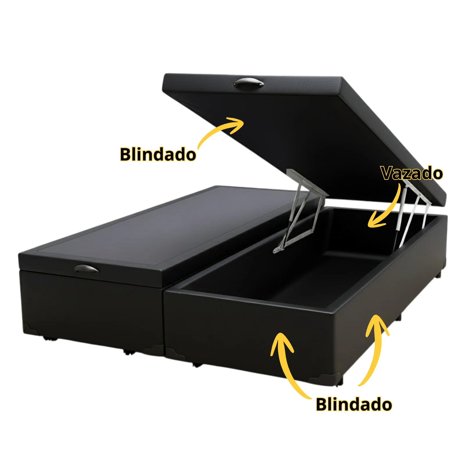 Base Box Queen Baú Corino Preto – ALTO NÍVEL CAMAS E COLCHÕES