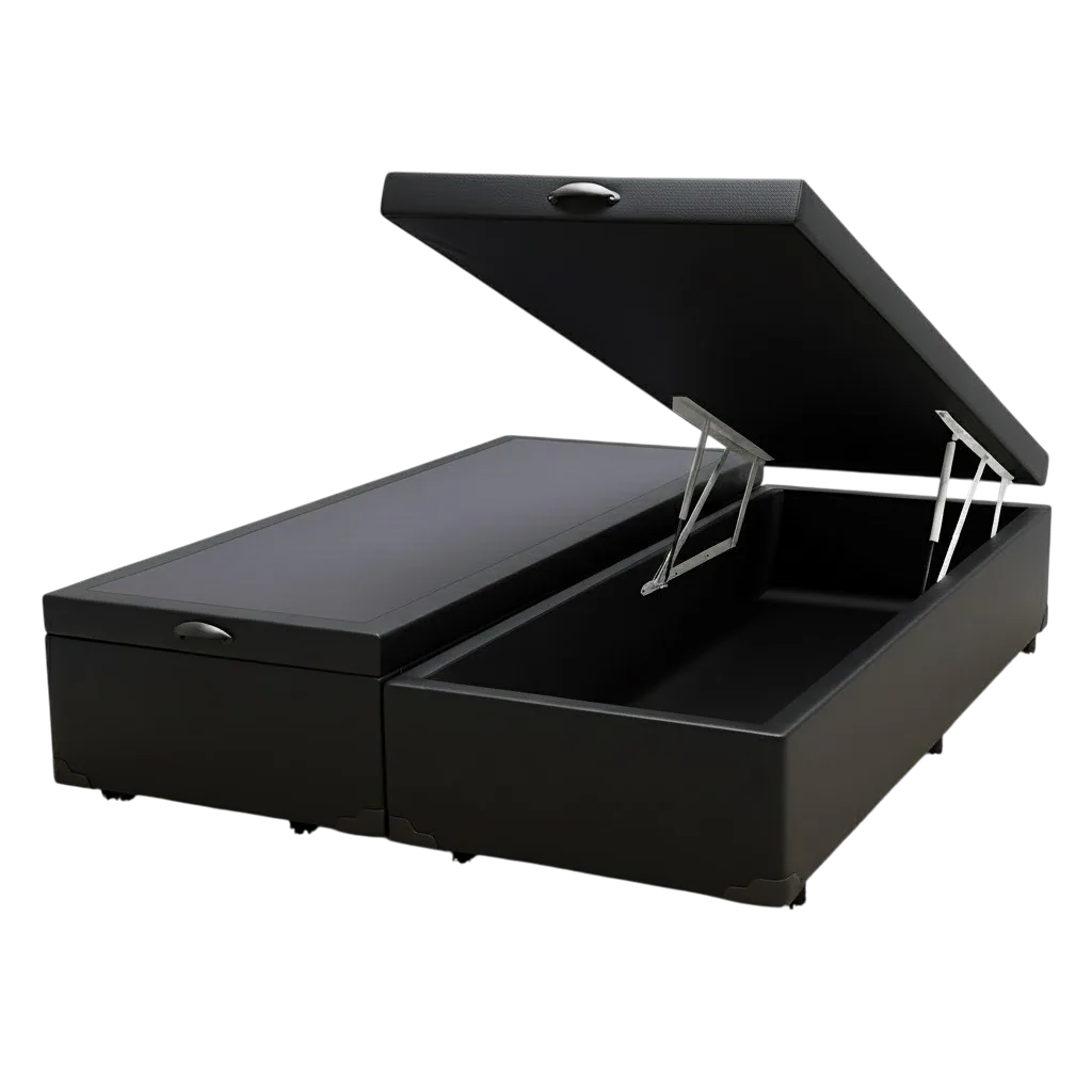 Base Box Queen Baú Corino Preto – ALTO NÍVEL CAMAS E COLCHÕES
