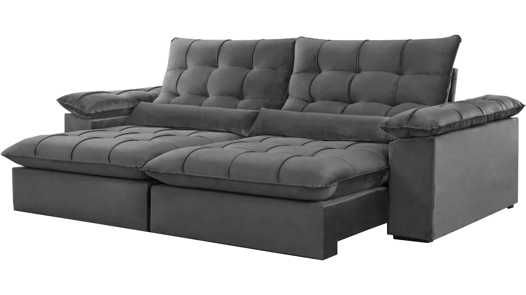 Sofá Retrátil e Reclinável Malibu 250 Cinza – VIVAZ ESTOFADOS