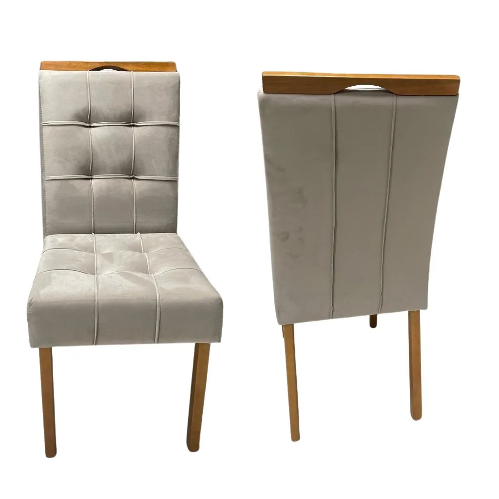 Kit 2 Cadeiras Sophia Veludo Bege 100 – WM DECOR