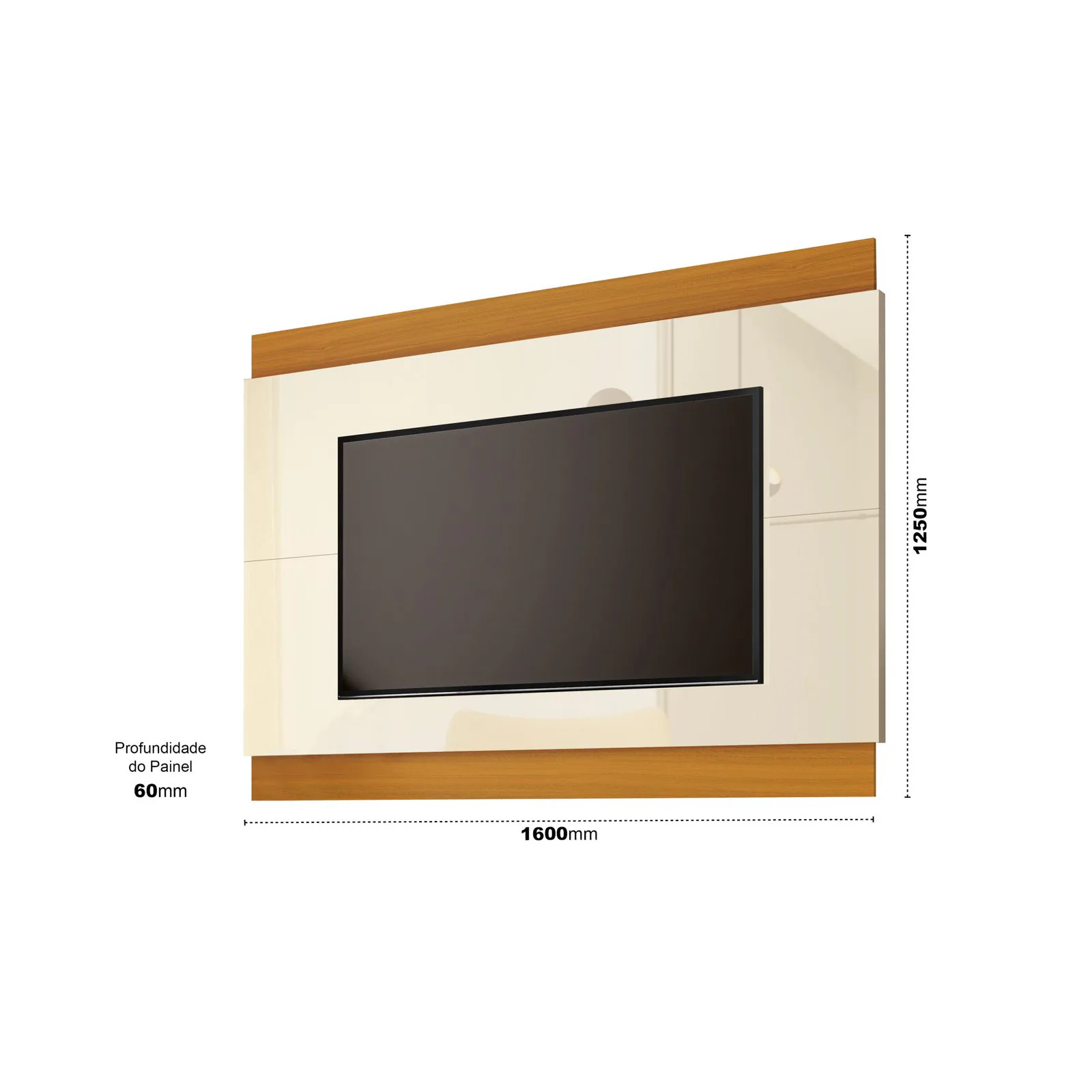 Painel até 60″ Legacy 1.6 Off White/Cedro Natural – EDN MÓVEIS