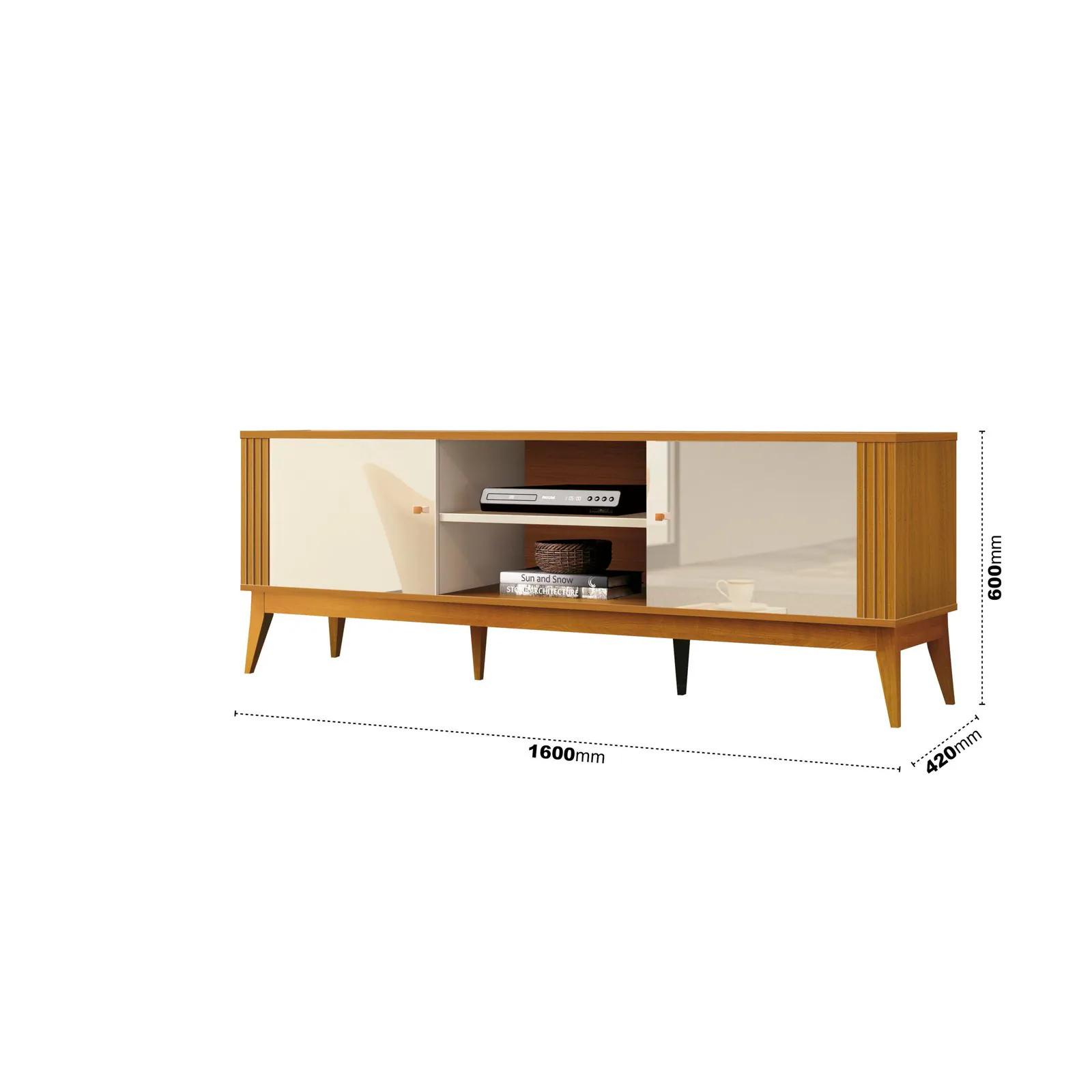 Rack até 60″ Legacy 1.6 Off White/Cedro Natural – EDN MÓVEIS
