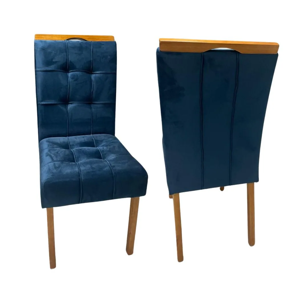 Kit 2 Cadeiras Sophia Veludo Azul 107 – WM DECOR