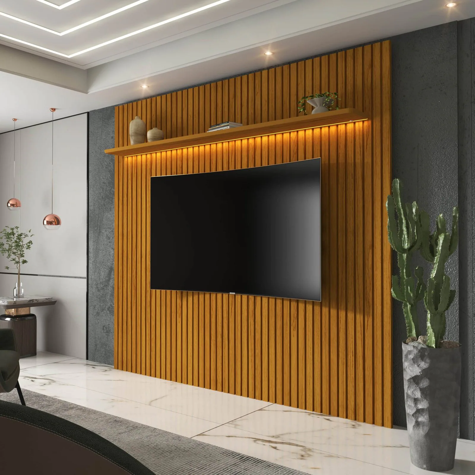 Painel até 75″ Nobre Ripado 185 Naturale – GELIUS