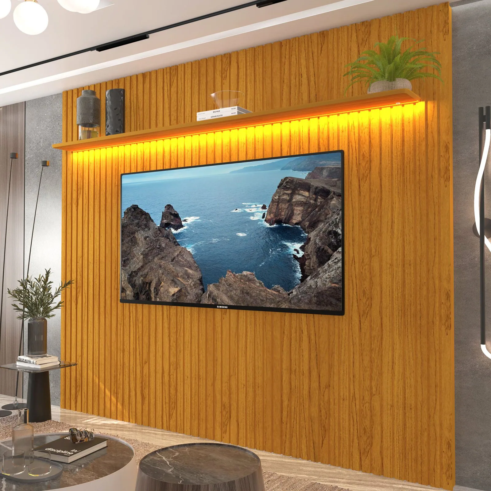 Painel até 85″ Nobre Ripado 230 Naturale – GELIUS