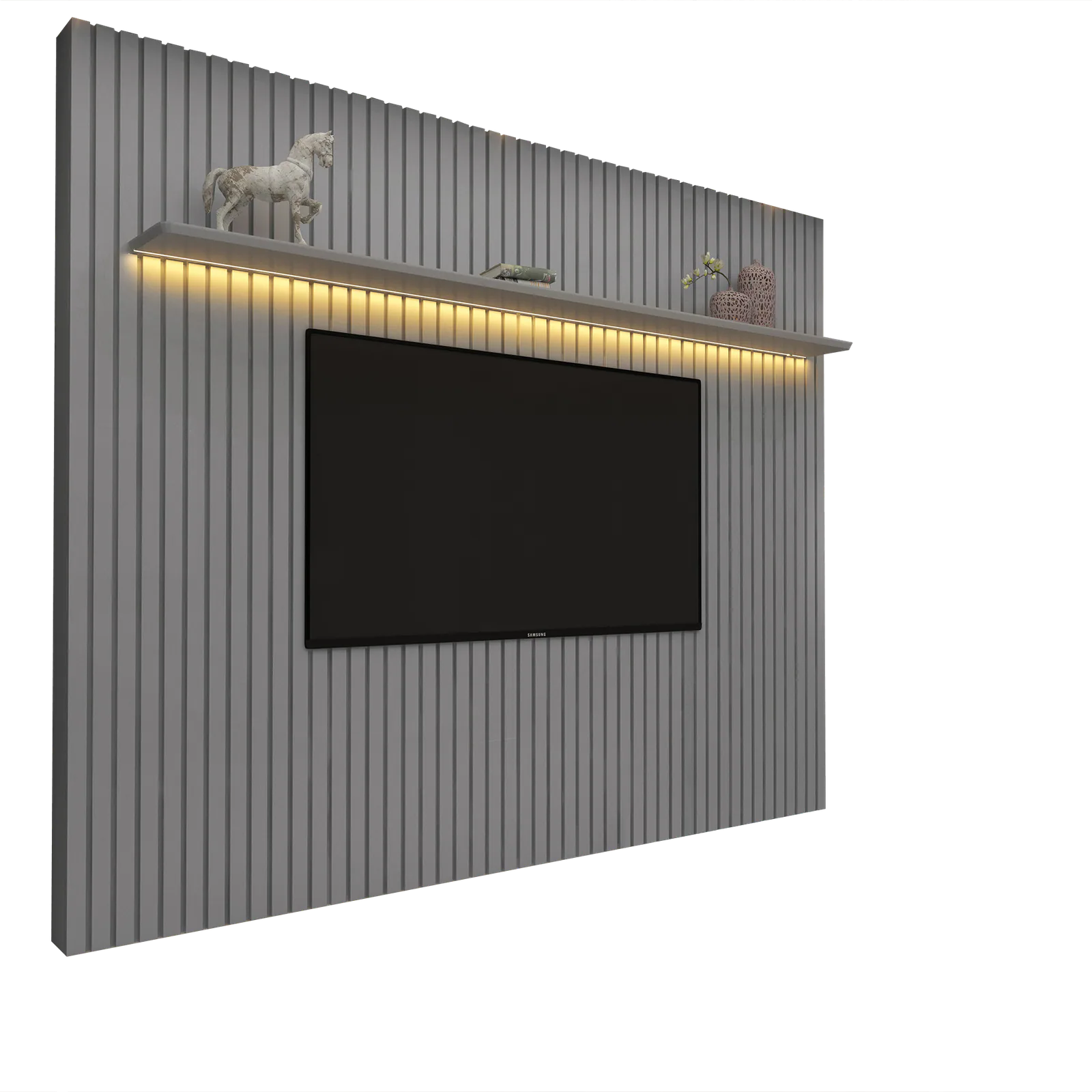 Painel até 85″ Nobre Ripado 230 Cinza – GELIUS