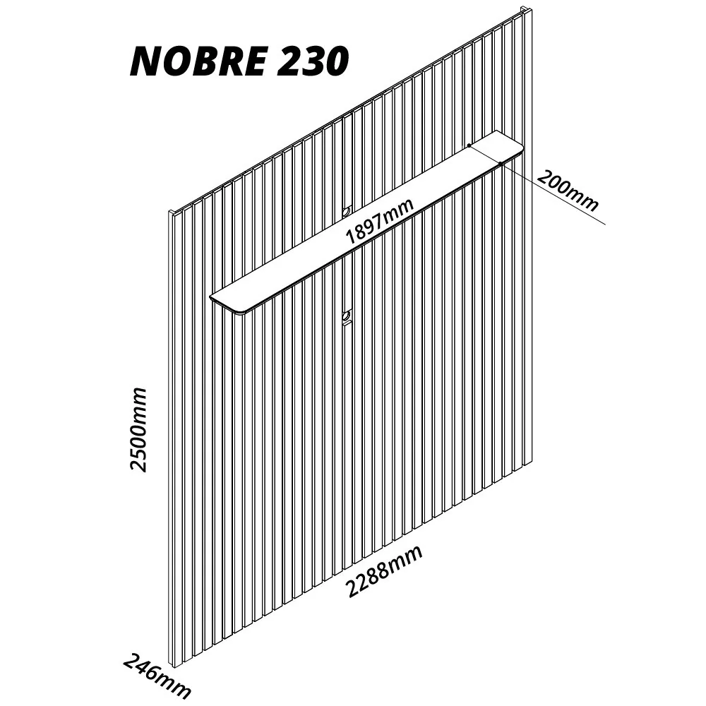 Painel até 85″ Nobre Ripado 230 Cinza – GELIUS