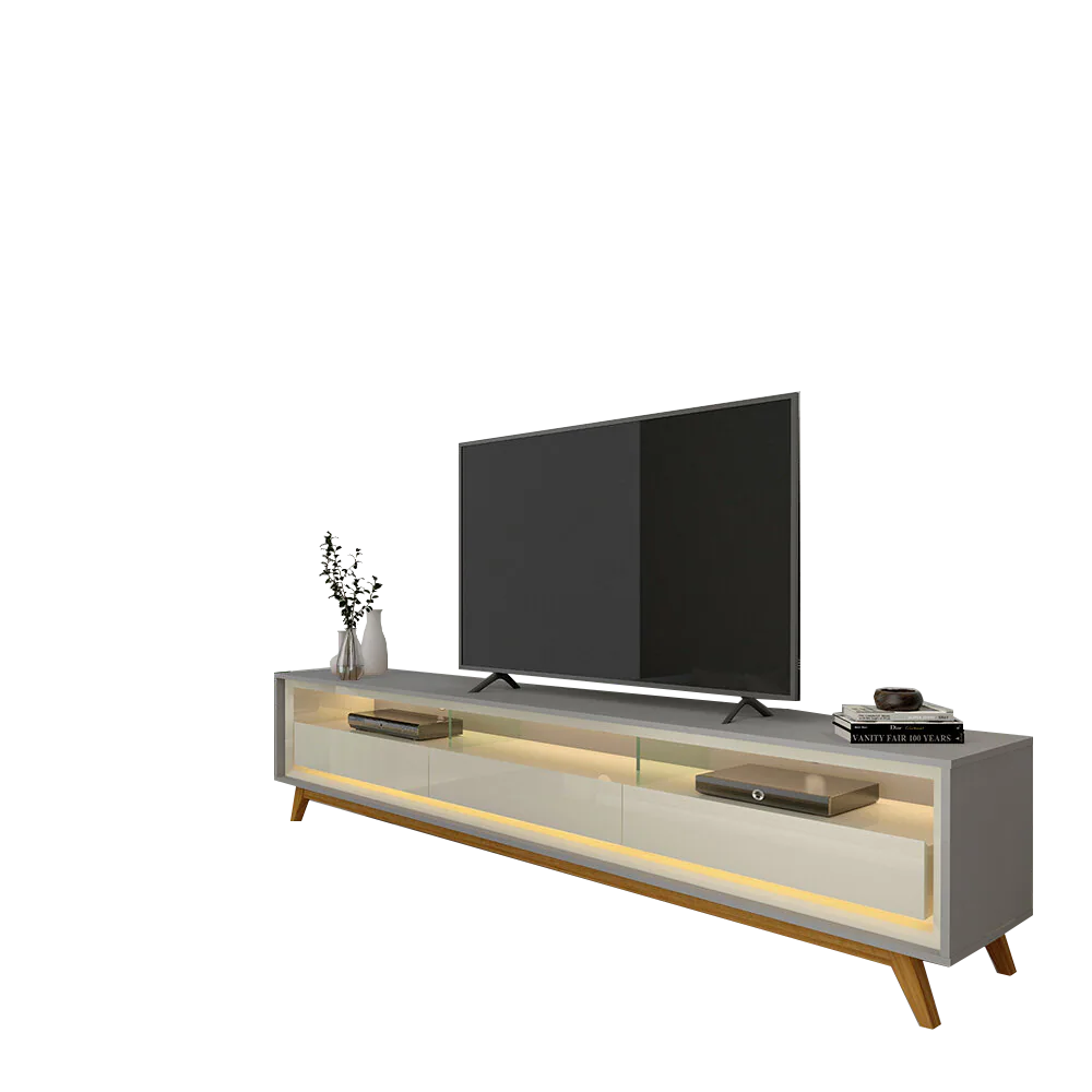 Rack até 75″ Requinte 212 Cinza/Off White – GELIUS