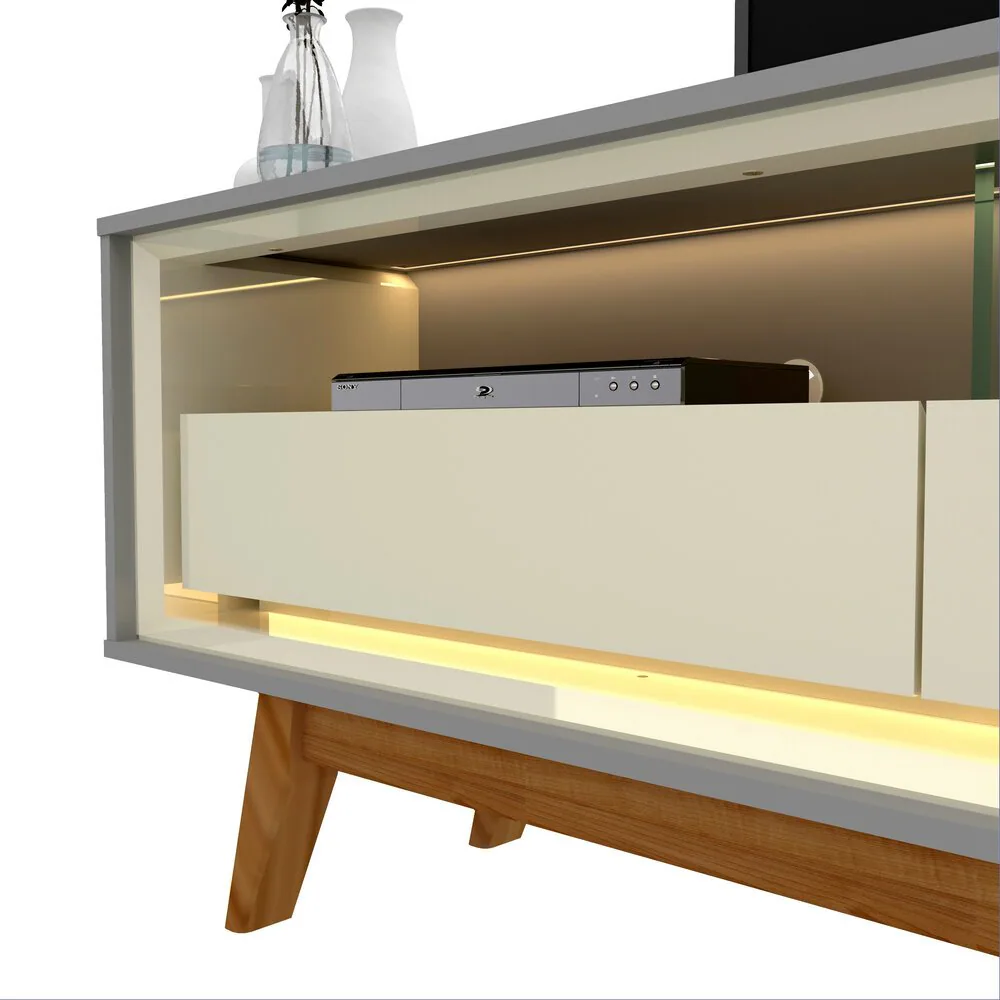 Rack até 75″ Requinte 212 Cinza/Off White – GELIUS