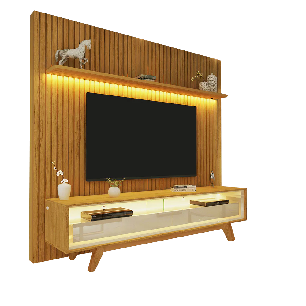 Painel até 75″ Nobre 185 Naturale + Rack Requinte 172 Naturale/Off White – GELIUS