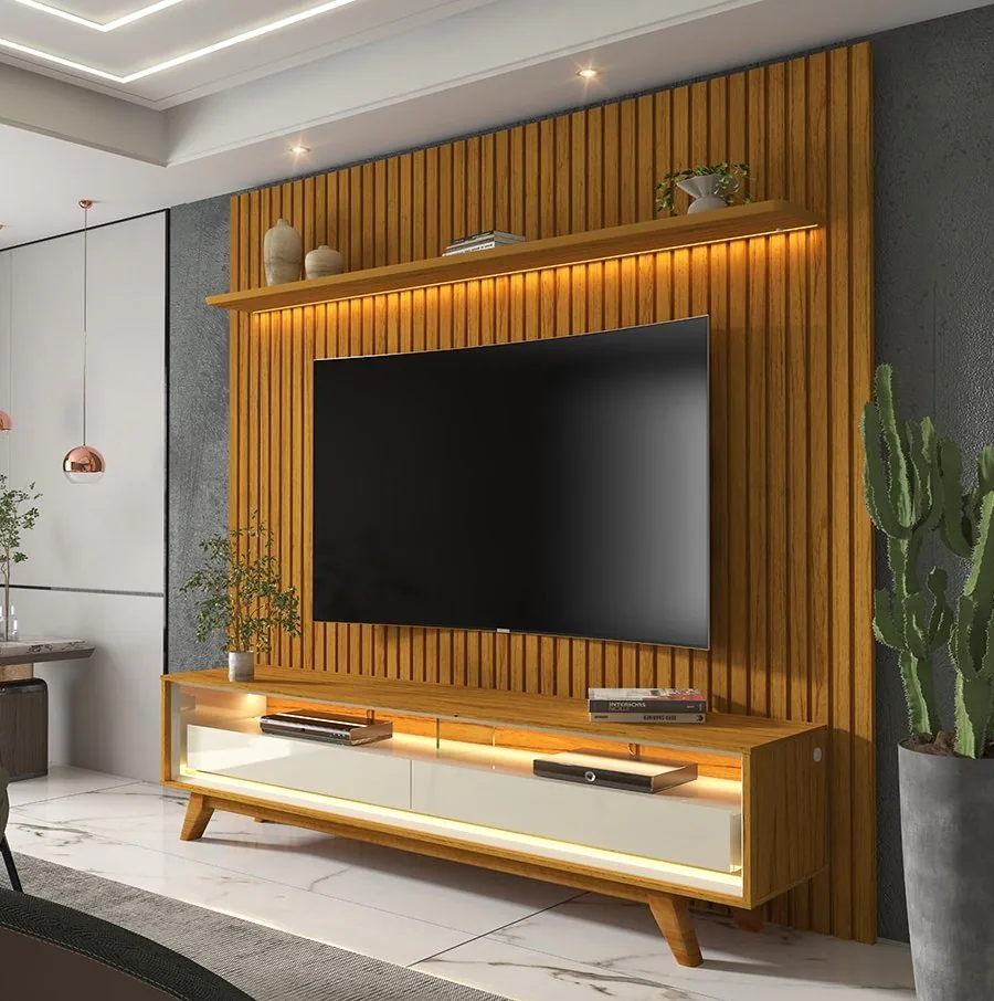 Painel até 75″ Nobre 185 Naturale + Rack Requinte 172 Naturale/Off White – GELIUS