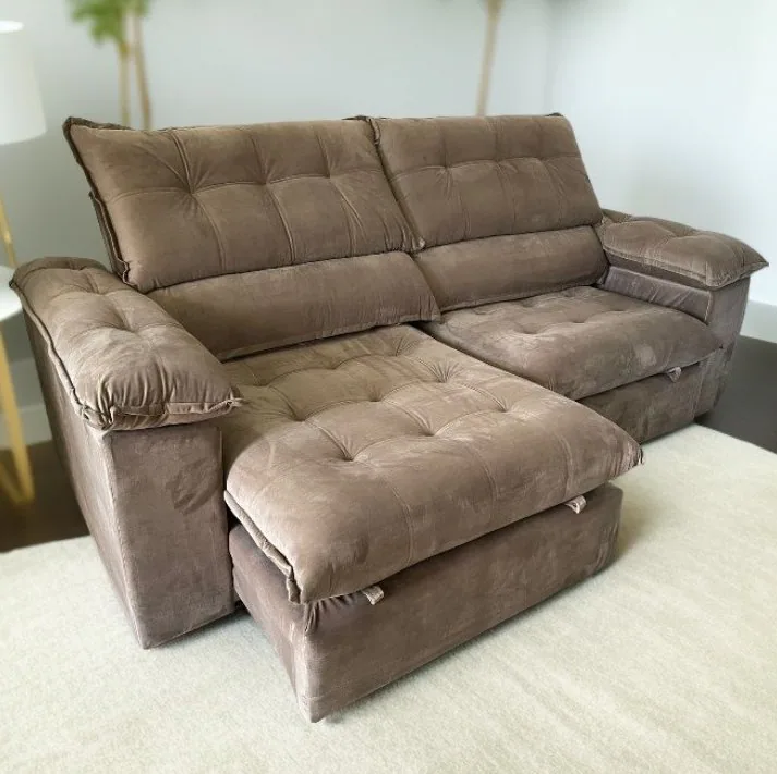 Sofá Retrátil e Reclinável Suíça 2,50 m Capuccino – LEO DECOR