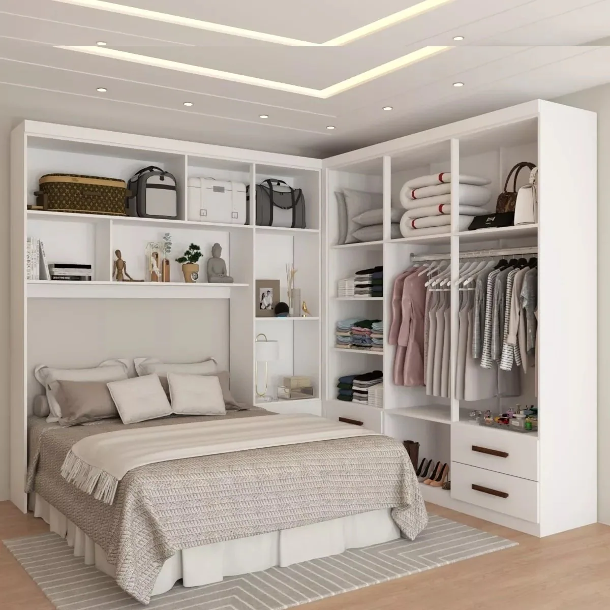 Modulado 4 Portas + Guarda-Roupa 6 Portas Hércules (Com Espelho) Branco – CARIOCA MÓVEIS