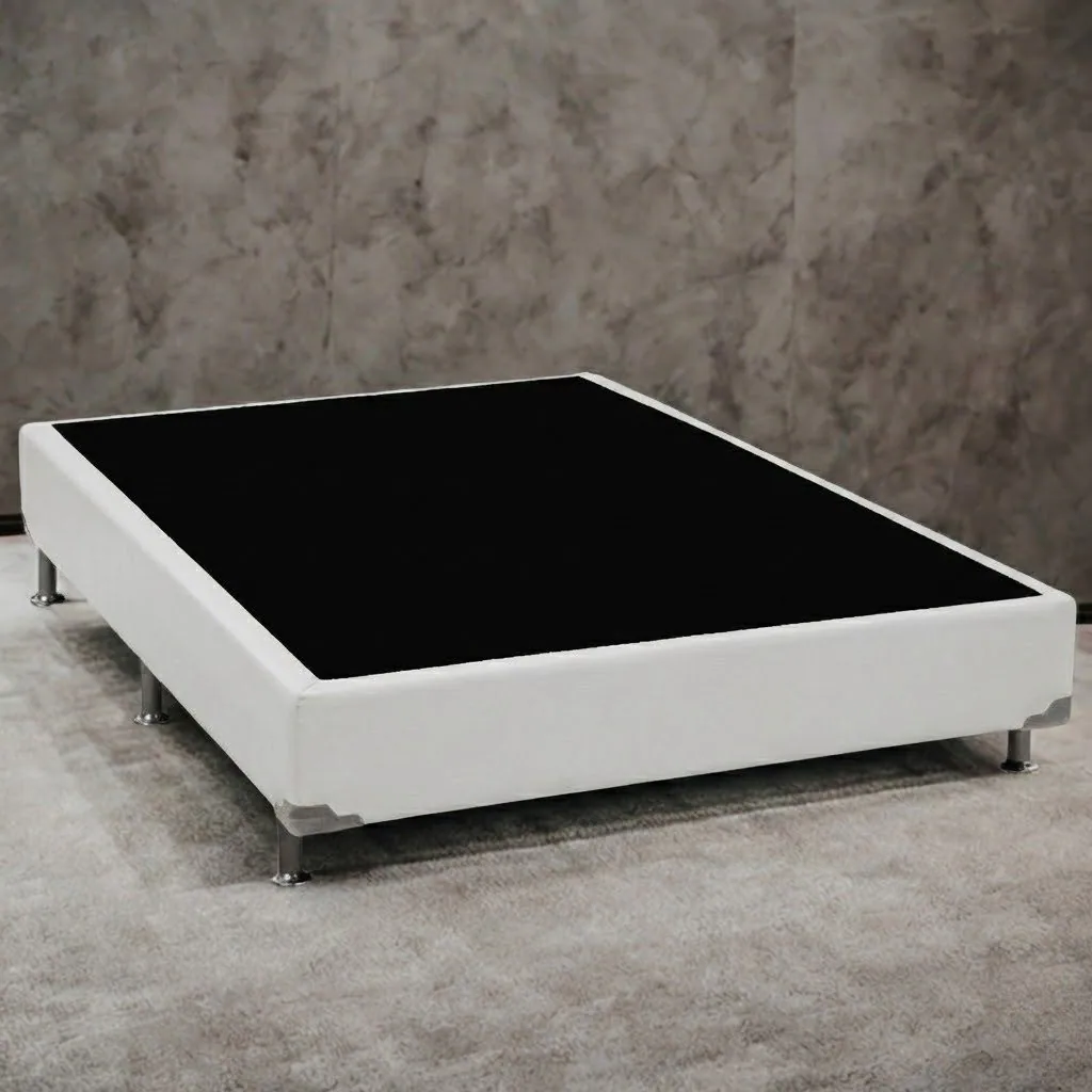 Base Box Casal Simples Corino Branco – ALTO NÍVEL CAMAS E COLCHÕES