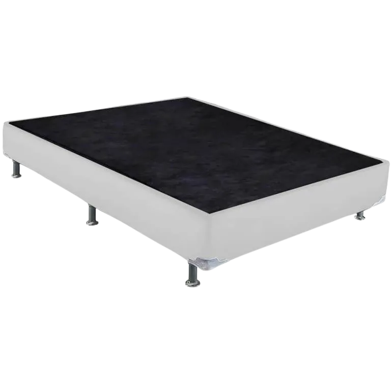 Base Box Casal Simples Corino Branco – ALTO NÍVEL CAMAS E COLCHÕES