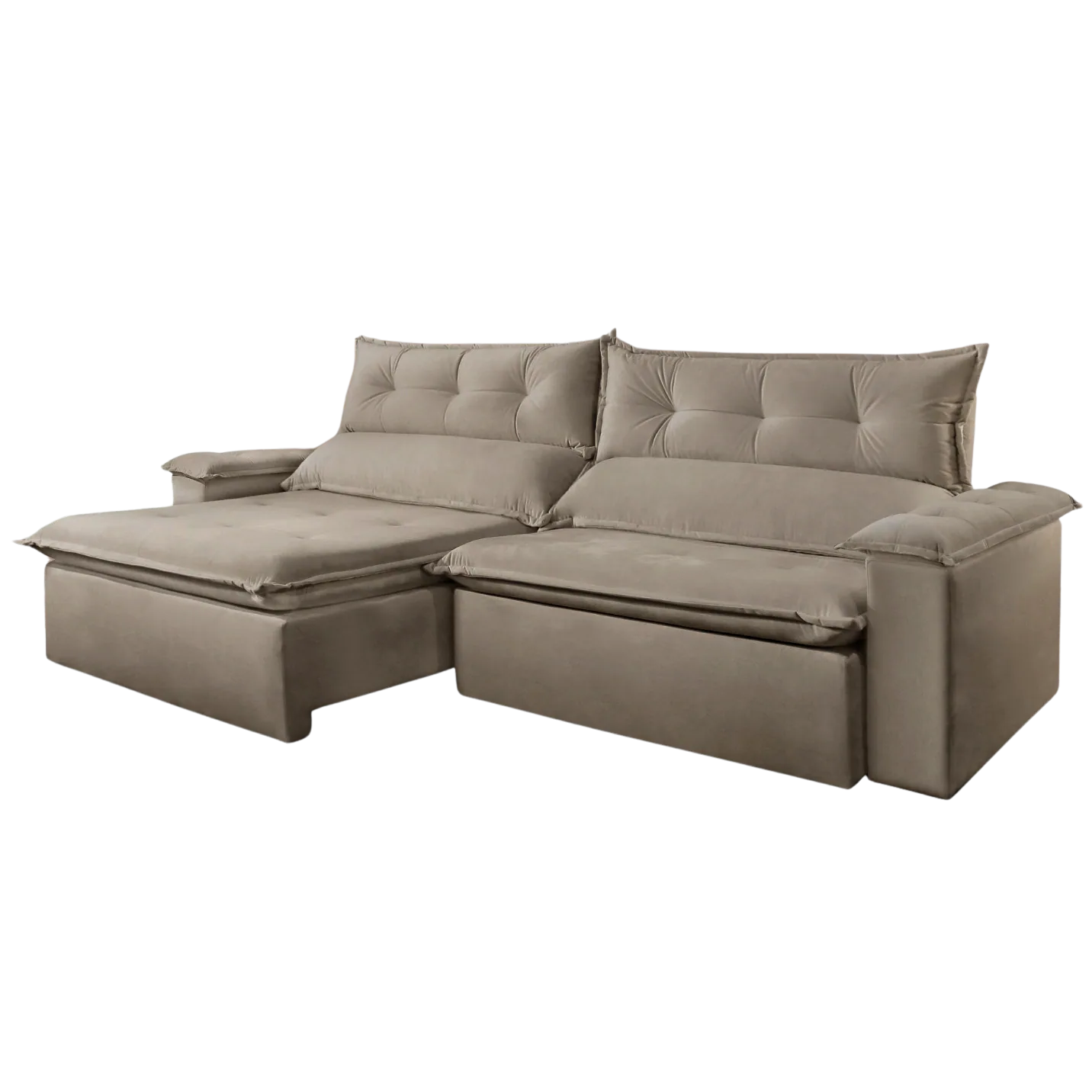 Sofá Retrátil e Reclinável 2,50 m S-102 Veludo Capuccino 1192 – SUPREMA ESTOFADOS