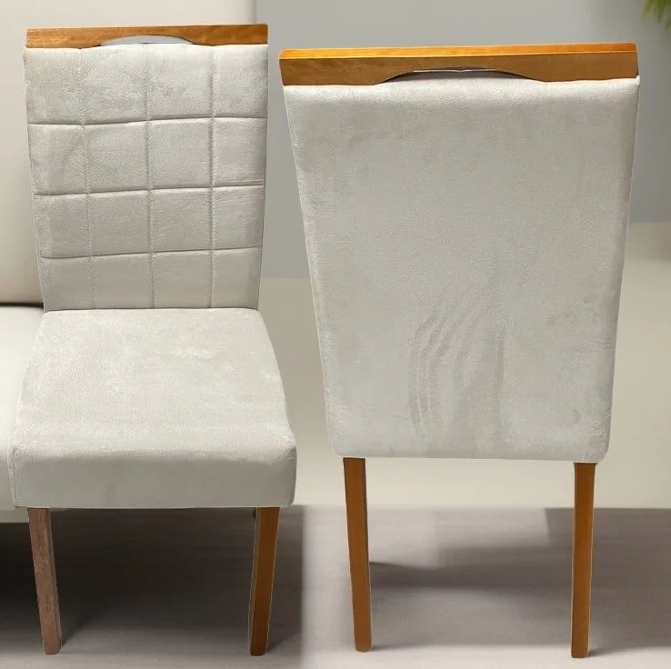 Kit 2 Cadeiras Roma Mel/Veludo Bege – OURO DECOR